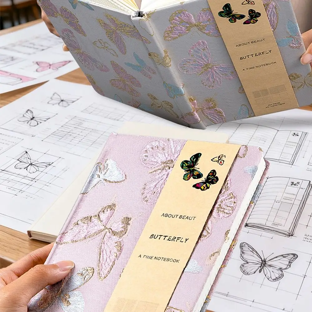

High Quality A5 Notebook 4-in-1 Inner Pages Embroidery Butterfly Junk Journal Hard Cover Planner School Supplies