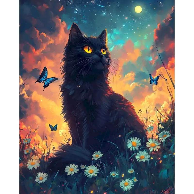 

GATYZTORY Paint By Number Flower Cat Drawing On Canvas HandPainted Painting Art Gift DIY Pictures By Number Animal Kits Home Dec