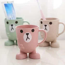 Wheat Straw Toothbrush Cup Cartoon Cute Bathroom Tumbler Mouthwash Portable Household Travel Toothbrush Holder Cup