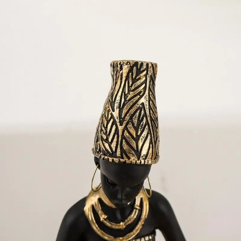 

QX2E African Woman Desk Decors Resins Figurine Storage Tray for Cultural Enthusiasts
