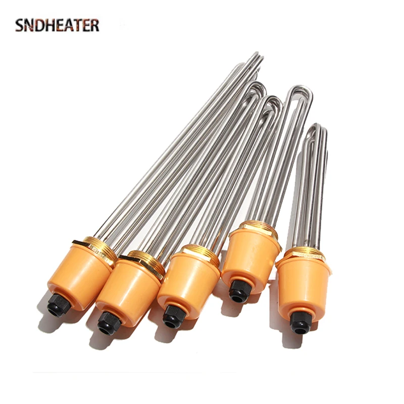 SNDHEATER DN40 1.5Inches Thread Hot Water Resistance Heater Tube 3KW-12KW 110v 220v 380v Water Distillation Tubular Boil Element