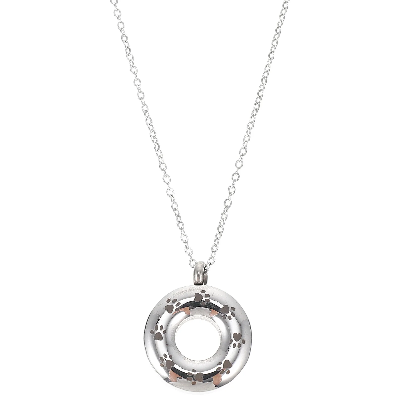 

Titanium Steel Pet Urn Necklace Paw Pattern Cremation Pendant Memorial Jewelry for Pet Ashes Hair Locket Hair Locket
