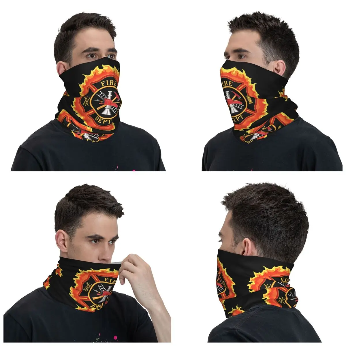 Fireman Firefighter Fire Rescue Bandana Neck Cover Printed Face Scarf Warm Headband Outdoor Sports for Men Women Adult Winter