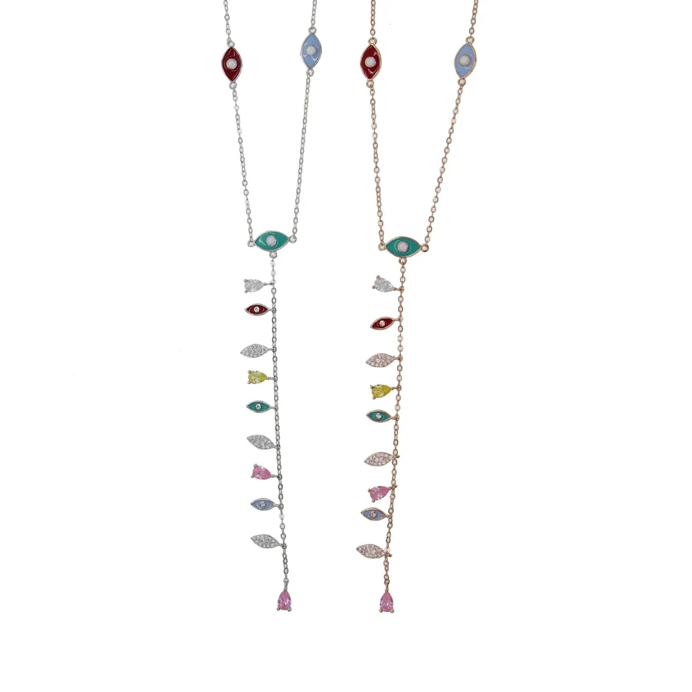 2025 هدايا عيد الميلاد مجوهرات ملونة قوس قزح تشيكوسلوفاكيا مثير النساء الفتيات المينا عين الشر سحر Lairat Y القلائد الطويلة مجوهرات العصرية