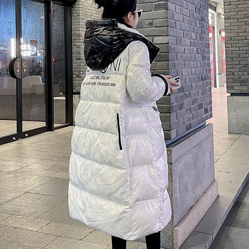 Doudoune longue à capuche pour femme, Parkas femme, Vêtements d'extérieur chauds, Pardessus polyvalent, Loisirs, Hiver, Nouveau, 2024