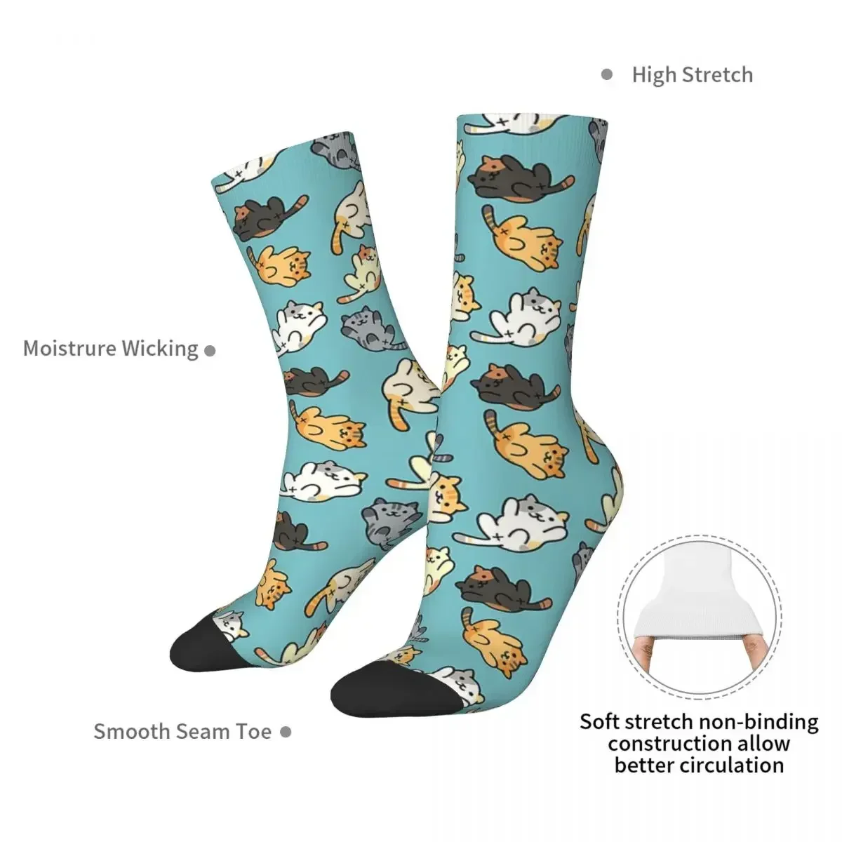 Neko Portals Neko Atsume Cats Socks Harajuku High Quality Stockings All Season Long Socks Accessories for Unisex Gifts