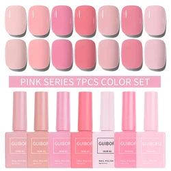 7Pcs/Set Gel Nail Polish Set Fall Shine Finish Semi Permanent Glitter Sequins Nail Polish Set Kit Soak Off Uv Varnish Nail Art
