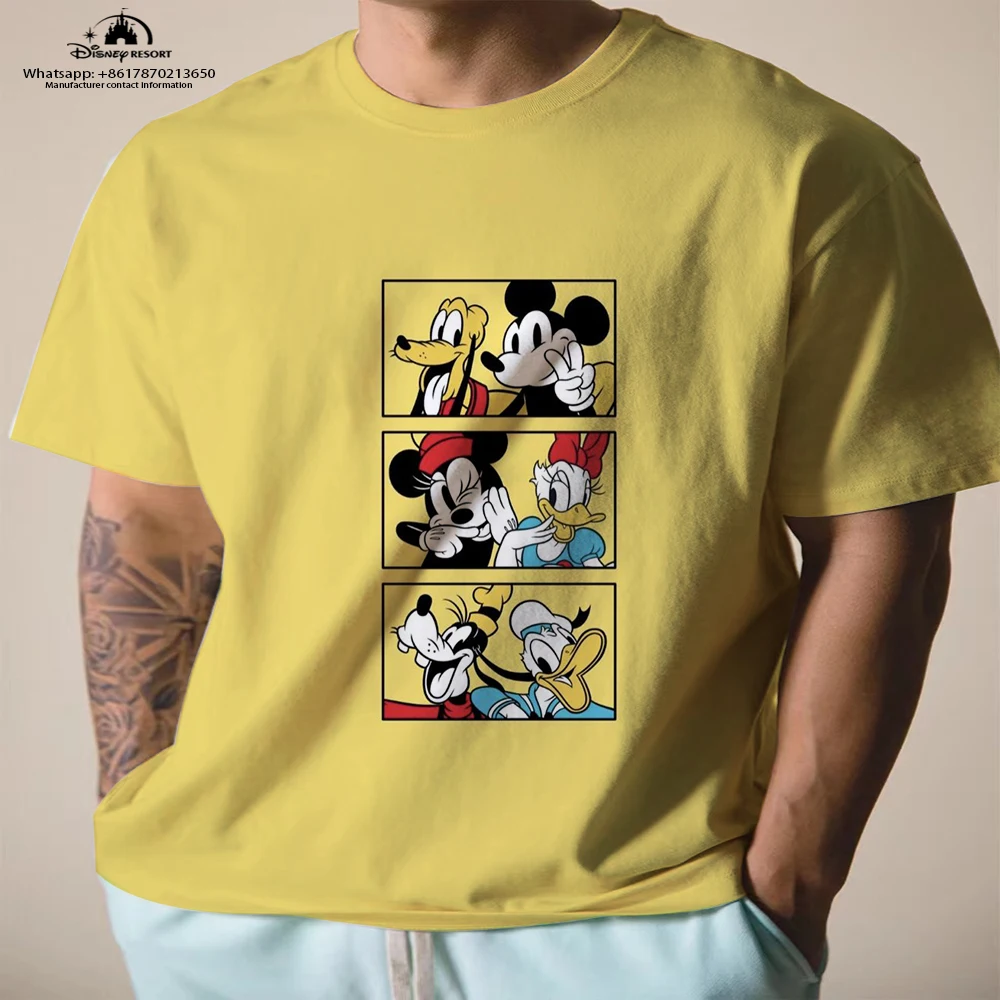 

2024 New Harajuku Slim Fit 3D Printed Children's Short Sleeve Round Neck Mickey Minnie Fashion Casual Men's T-Shirt Tops y2k