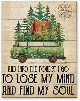Vintage Camping Metal Plaque Poster And Into The Forest I Go To Lose My Mind And Find My Soul Retro Metal Tin Sign Plaque W sign