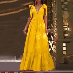 Party Night Dress Women Lace Up Y2k Summer Contrast Sexy Slim Fit Dress High Waist Yellow Dresses Wedding Birthday Vestidos