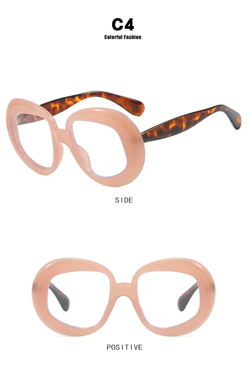 Luxus Marke Runde Brille Frauen Brillen Rahmen Hohe Qualität Übergroßen Rot Grün Rot Mode Brillen Rahmen Großen Rahmen Einzigartige – Detail 12