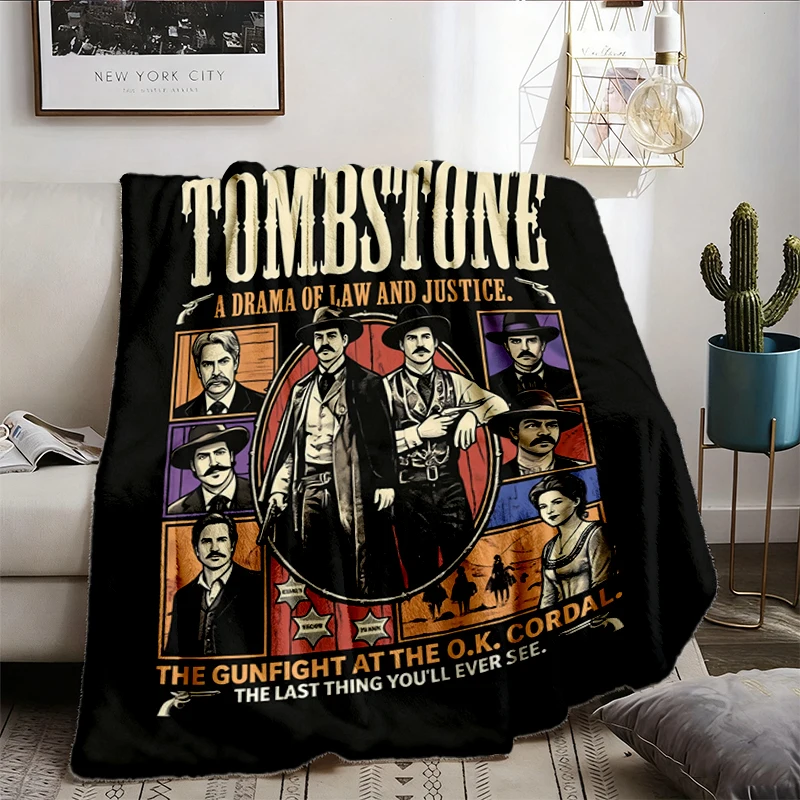 Tombstone 1993 Western Film Graphic Warm Blanket Wyatt Earp Doc Holliday Movie Cozy Blanket