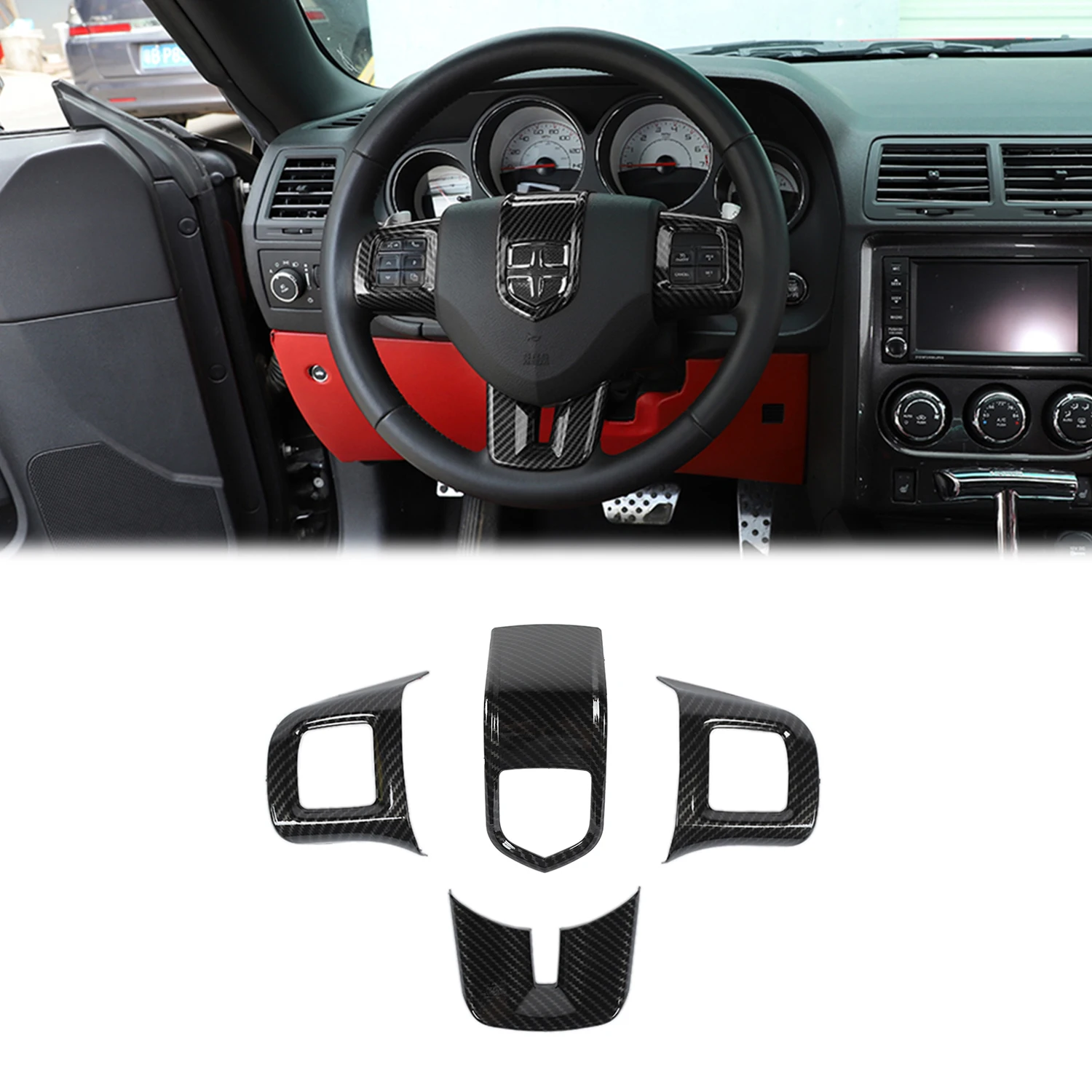 Car Interior Decoration Kit Steering Wheel Cover for Dodge Challenger Charger Durango Dart 2009-2014 Journey 2013-2023 Accessory