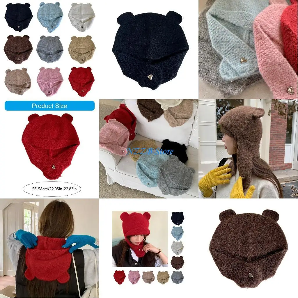 

T21F Unisex Fashion Hat with Bear Ears Warm Winter Autumn Hat Sport Headpiece