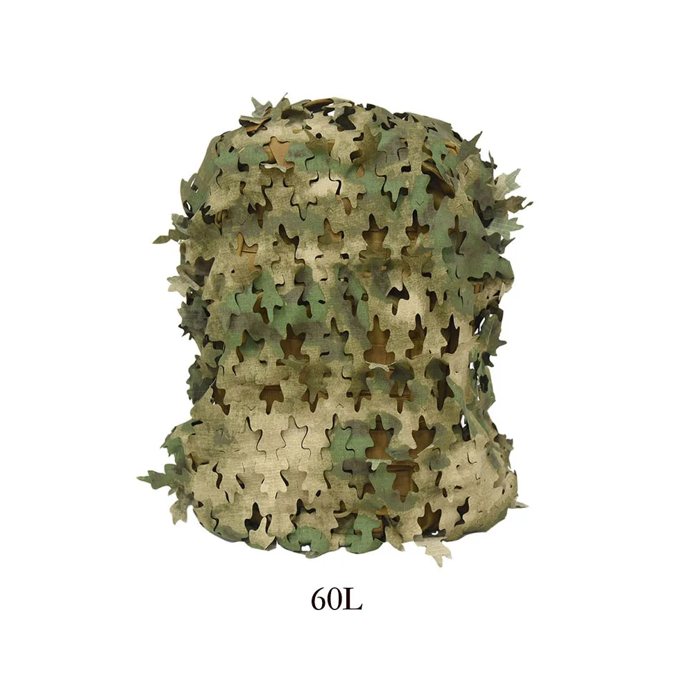 3D Bionic Leaf Shape Disguised Net Rucksackbezug 60L 80L Laser Cut Jagdrucksackbezug Fallschirmjäger – Detail 8