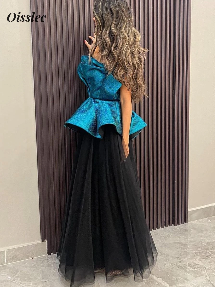 

Oisslec Dress Elegant Vintage Sweet Sexy Blue Shiny Ruffle Summer Customize Formal Occasion Prom Dress Evening Party Gowns