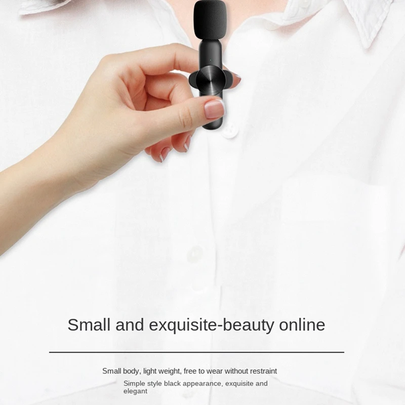ไมโครโฟนไร้สายแบบหนีบเสื้อ Plug And Play ลดเสียงรบกวนการซิงค์อัตโนมัติไมโครโฟนปกสตรีมสด,Vloggers,สัมภาษณ์