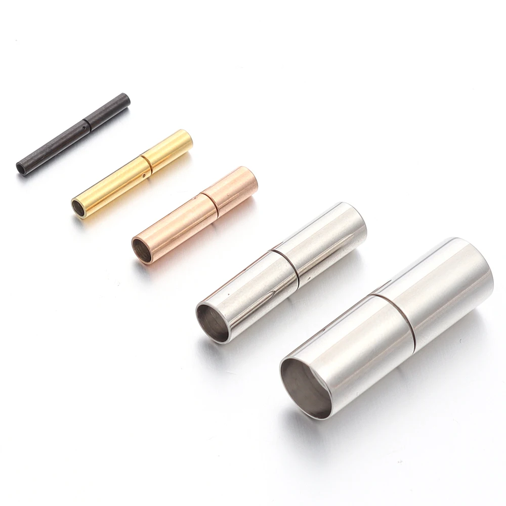 2pcs/lot Stainless Steel Clasps Gold/Silver/Rose Gold Color Leather Cord End Connector For DIY Necklace Bracelet Jewelry Making
