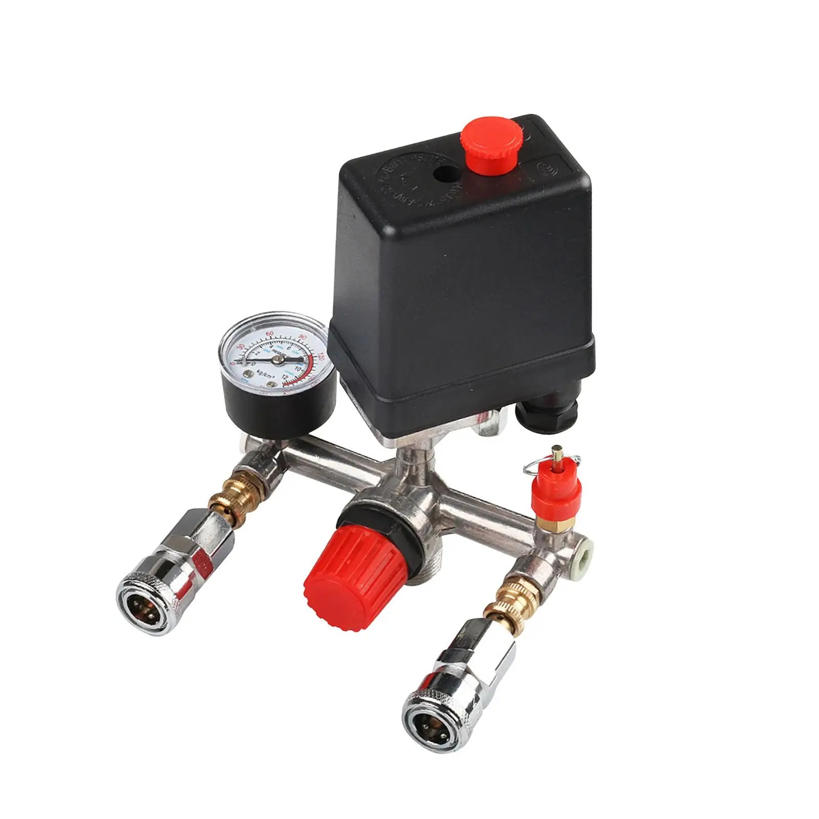 Air Compressor Pressure Regulator with Display Gauge Piston Type Structure Double Outlet Tube Vertical Accessories Fittings