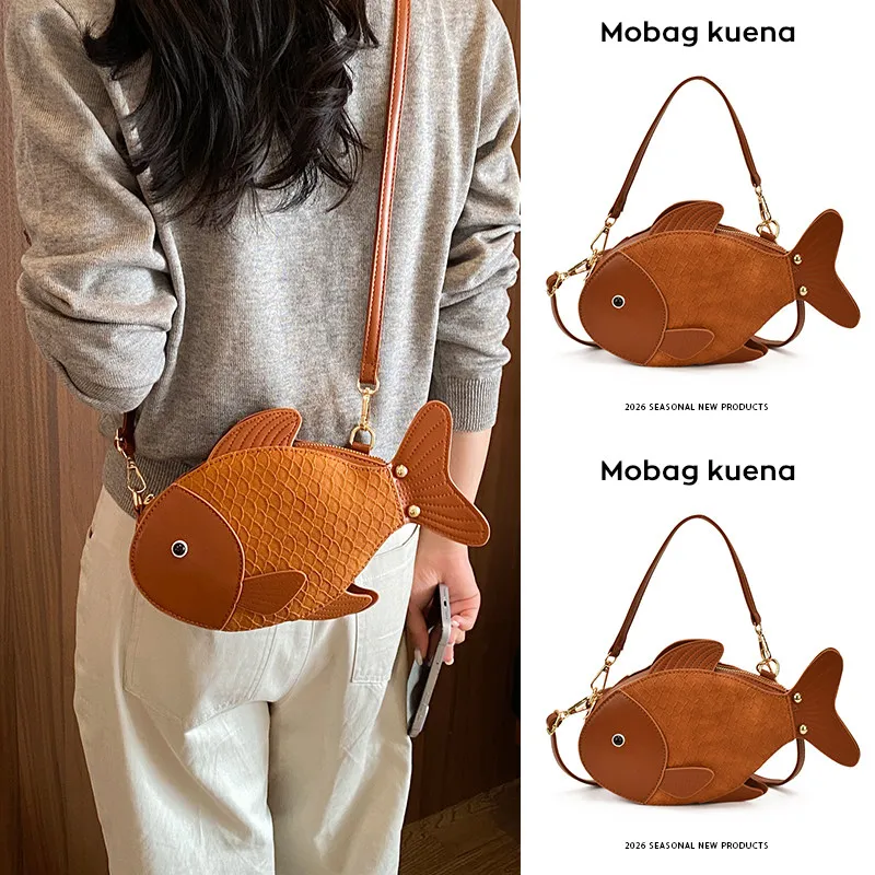 Mini Small Bag Women's New Textured Commuting Strange Small Fish Bag Crossbody Change Mobile Phone Bags for Girl