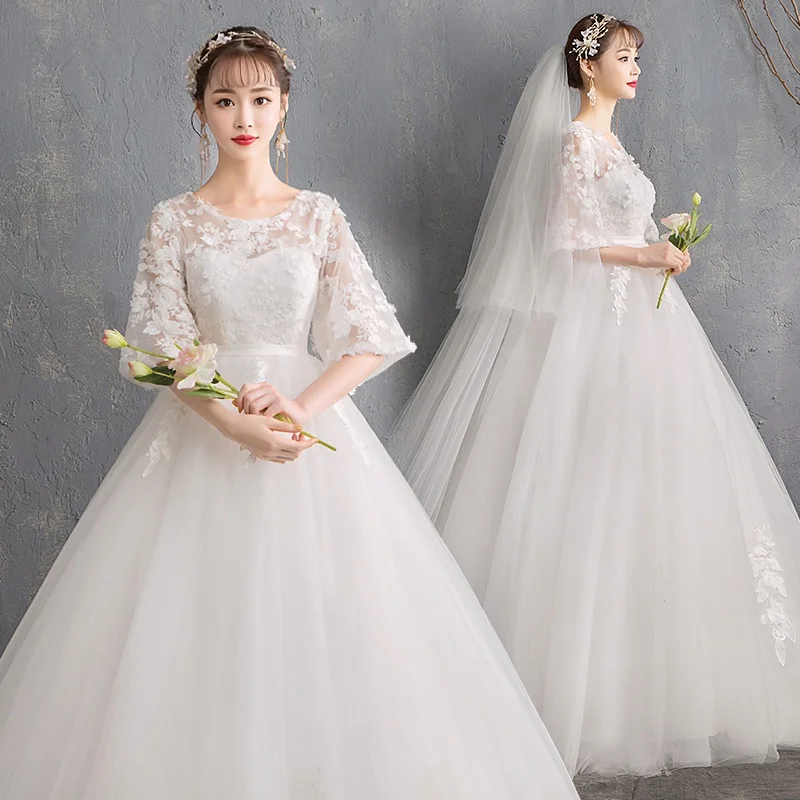 

Ele High Waist Wedding Dr for Pregnant Women Floor Length Veil Lightweight Bridal Gown Princ Skirt Sle Polyester ...