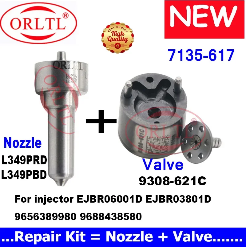 For DELPHI 9656389980 9688438580 EJBR03801D EJBR06001D NOZZLE L349PRD L349PBD VALVE 9308-621C REPAIR KITS 7135-617