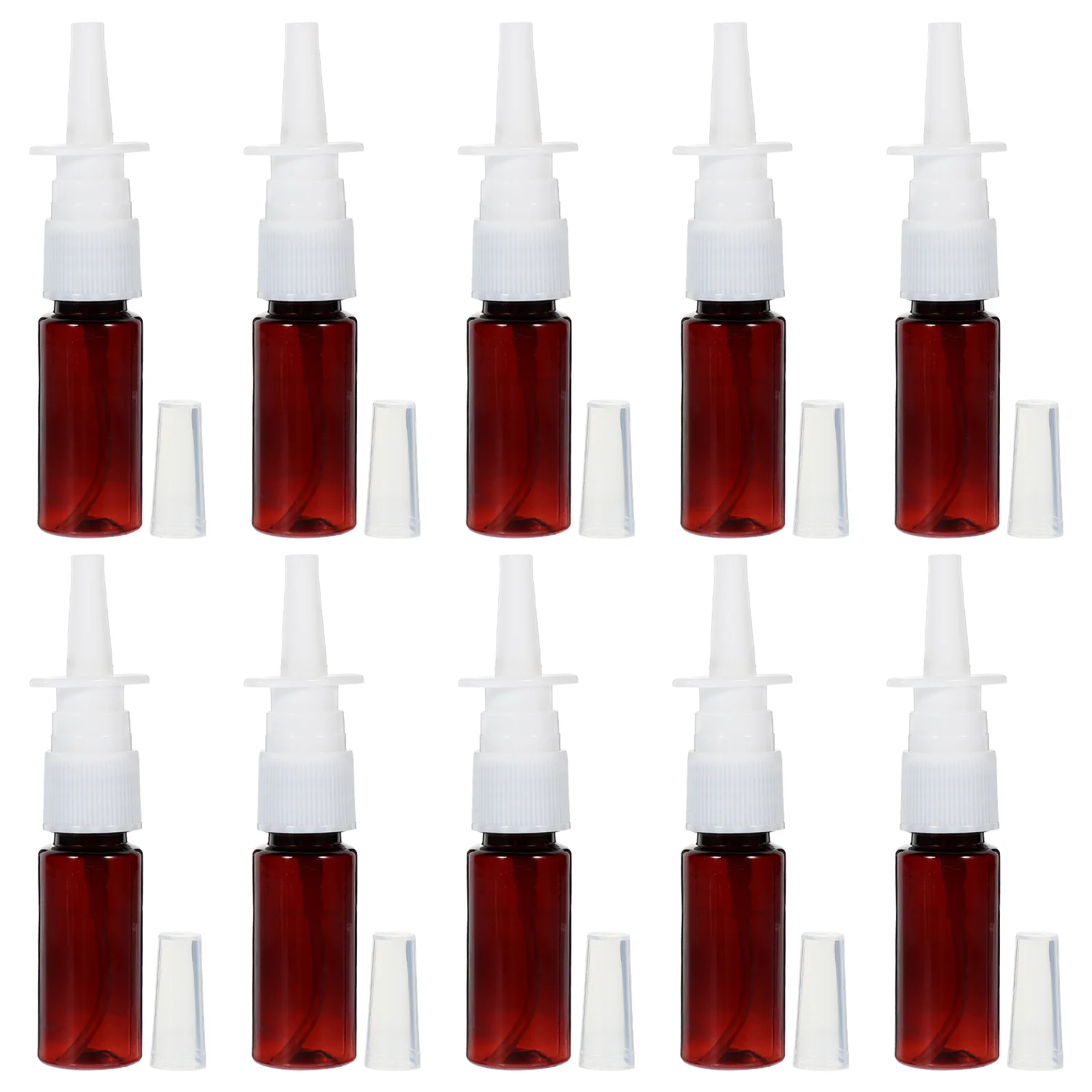 

10 Pcs Easy to Use Spray Bottles Portable Nasal Sprayer Mini Liquid Brown PET Fine Mist Small Direct Injection Medical