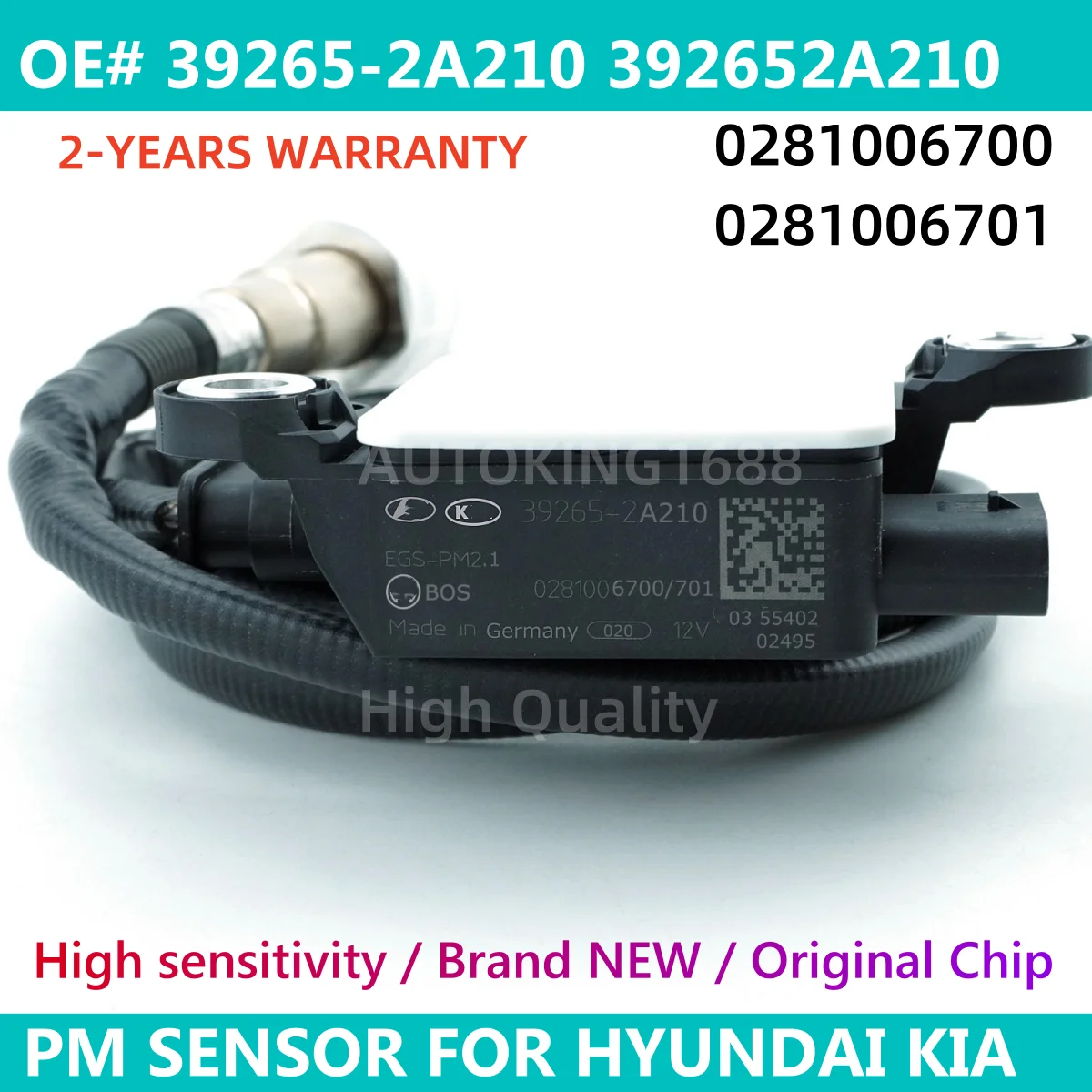 

39265-2A210 392652A210 Датчик частиц PM 0281006700 0281006701 Подходит для дизеля 2014-2018 года Kia SOUL II (PS) 1.6 CRDi