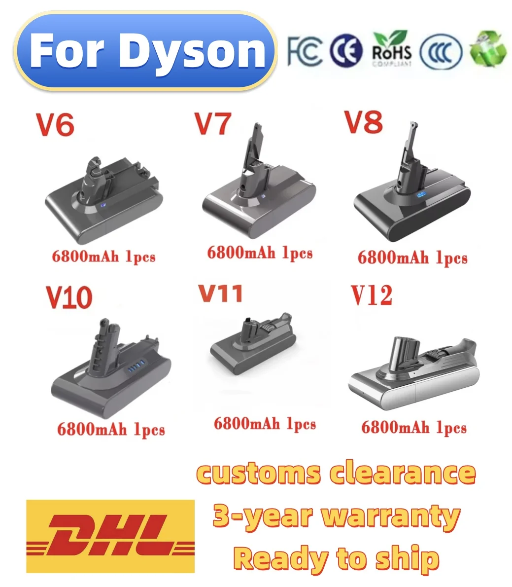 Long Lasting Lithium Ion Rechargeable Battery For Dyson V6 V7 V8 V10 V11 V12 Fluffy Animal Vacuum Cleaner Replacement Part