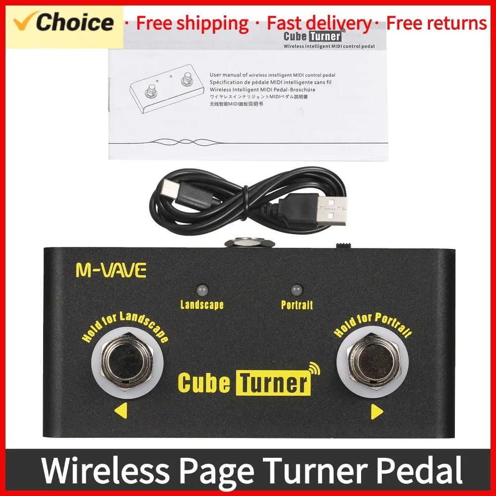 M-VAVE Cube Turner Wireless Page Turner Pedal wiederauf ladbare Musik Sheet Turner unterstützt Looper Verbindung kompatibel mit Android
