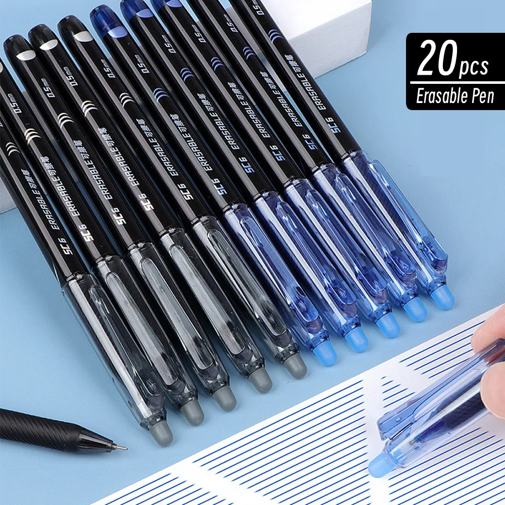 

1/10/20P креативная стираемая ручка ST Tip 0,5 мм, черные, синие чернила, гелевые ручки, канцелярские принадлежности, эстетические кавайные офисные школьные карандаши