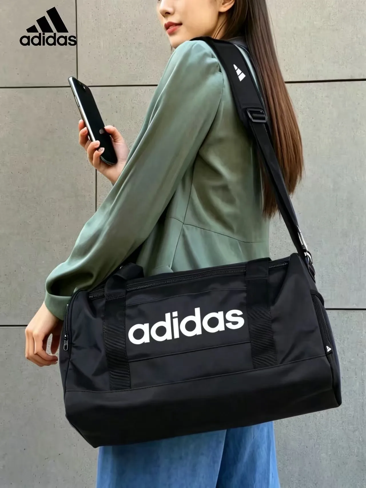 

Adidas Unisex Barrel Duffle Bag Gym Fitness Training Bag Portable Large Capacity Travel Crossbody Shoulder Luggage Bag JE8343
