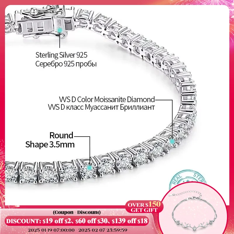 ATTAGEMS 4.0mm 5.0mm D Color Pass Diamond Tester GRC Round Cut White Gold Plated 925 Silver
