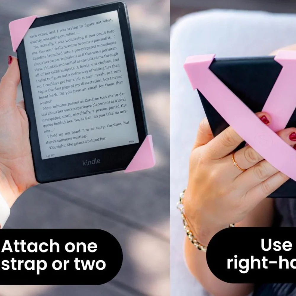 حزام يد آمن من جلد البولي يوريثان مقاس 6-7 بوصات، حامل مقبض عالي المرونة لجهاز Kindle Paperwhite/Kobo/Voyaga/Pocketbook/Tolino #1