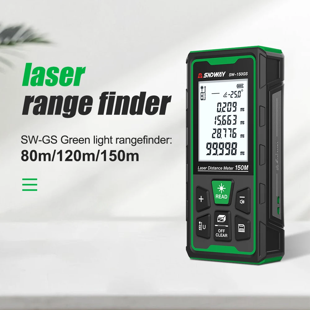 SNDWAY Handheld Laser Rangefinder Sight Measure Tools Laser Distance Meter with LCD Backlight 80m 120m 150m Laser Distance Meter