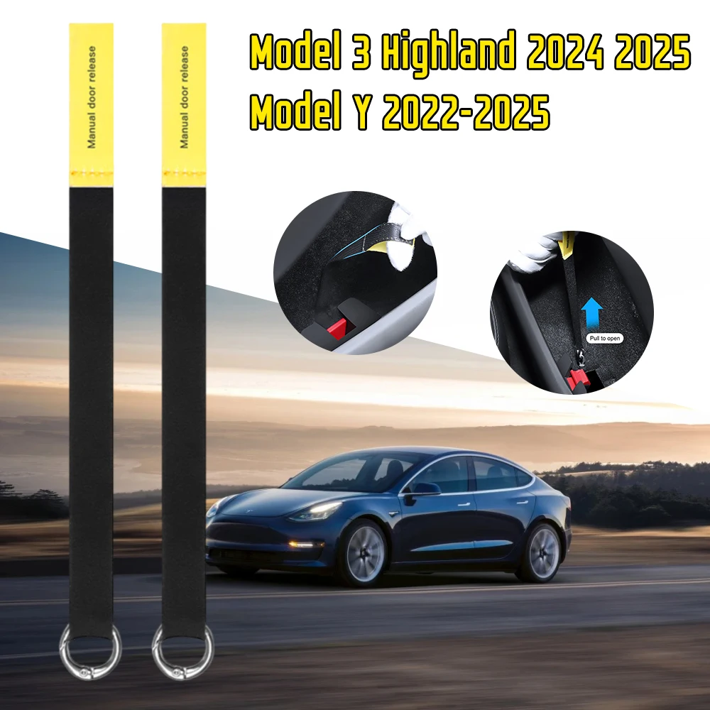 Car Door Emergency Handle Manual Door Release Rear Door Mechanical Switch Extended Back Door Release Handle for TESLA Model Y