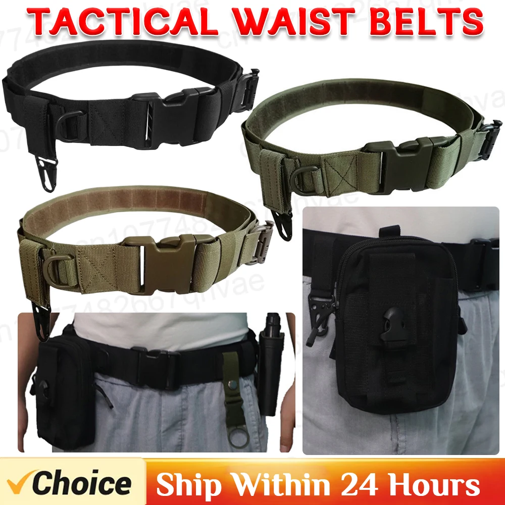 Quick Release Rigger MOLLE Belt Double Layer Tactical Heavy Duty Belt Outdoor Waist Belts for Outdoor Activities Fishing