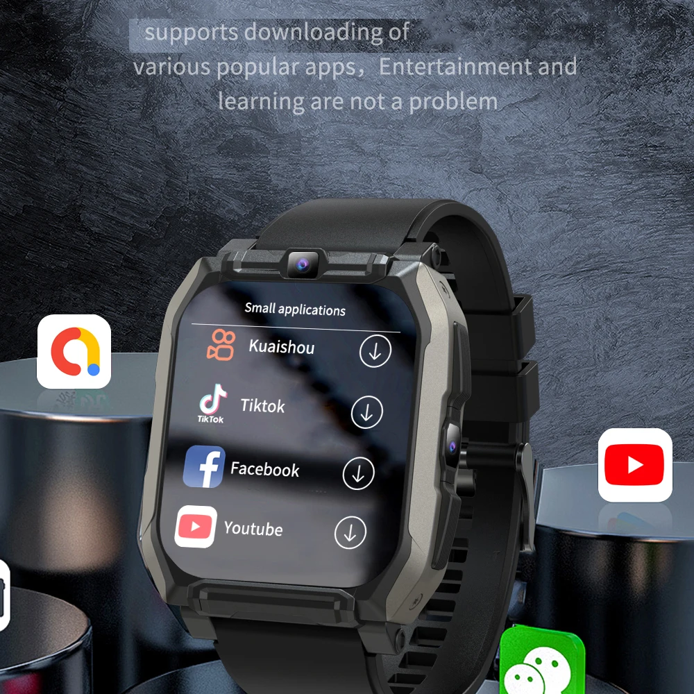 4G الساعات الذكية كاميرا مزدوجة WIFI GPS 700mAh الرياضة اللياقة البدنية مكالمة فيديو الساعات الرجال النساء APP تحميل بطاقة Sim الصحة Smartwatch