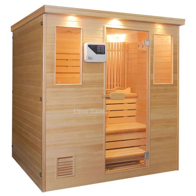 Indoor Wooden Sauna Box, Traditional Style Dry Steam Sauna Rooms
