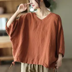 Fashion V-Neck Spliced Batwing Sleeve Shirring Blouse Women's Clothing 2022 Autumn New Oversized Casual Pullovers Korean Shirt