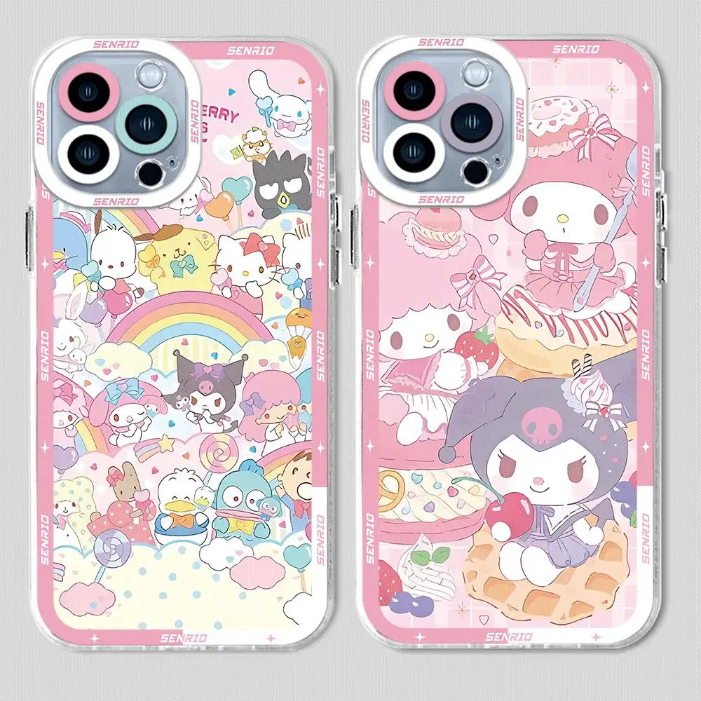 Cartoon Sanrio Hellos Kitties Phone Case for iPhone 11 15 Pro Max 7 8 Plus 11 Pro XS Max 14 13 Plus XR X 12 Mini Clear Cover