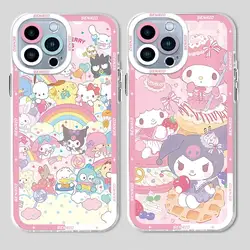 Cartoon Sanrio Hellos Kitties Phone Case for iPhone 11 15 Pro Max 7 8 Plus 11 Pro XS Max 14 13 Plus XR X 12 Mini Clear Cover