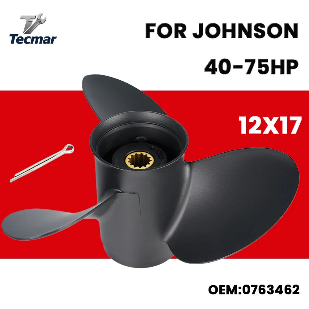 For Johnson Outboard Propeller 12*17 Boat Aluminum Alloy Screw 3 Blade 13 Spline 45 50 55 60 65 70 75HP Boat Motor 0763462