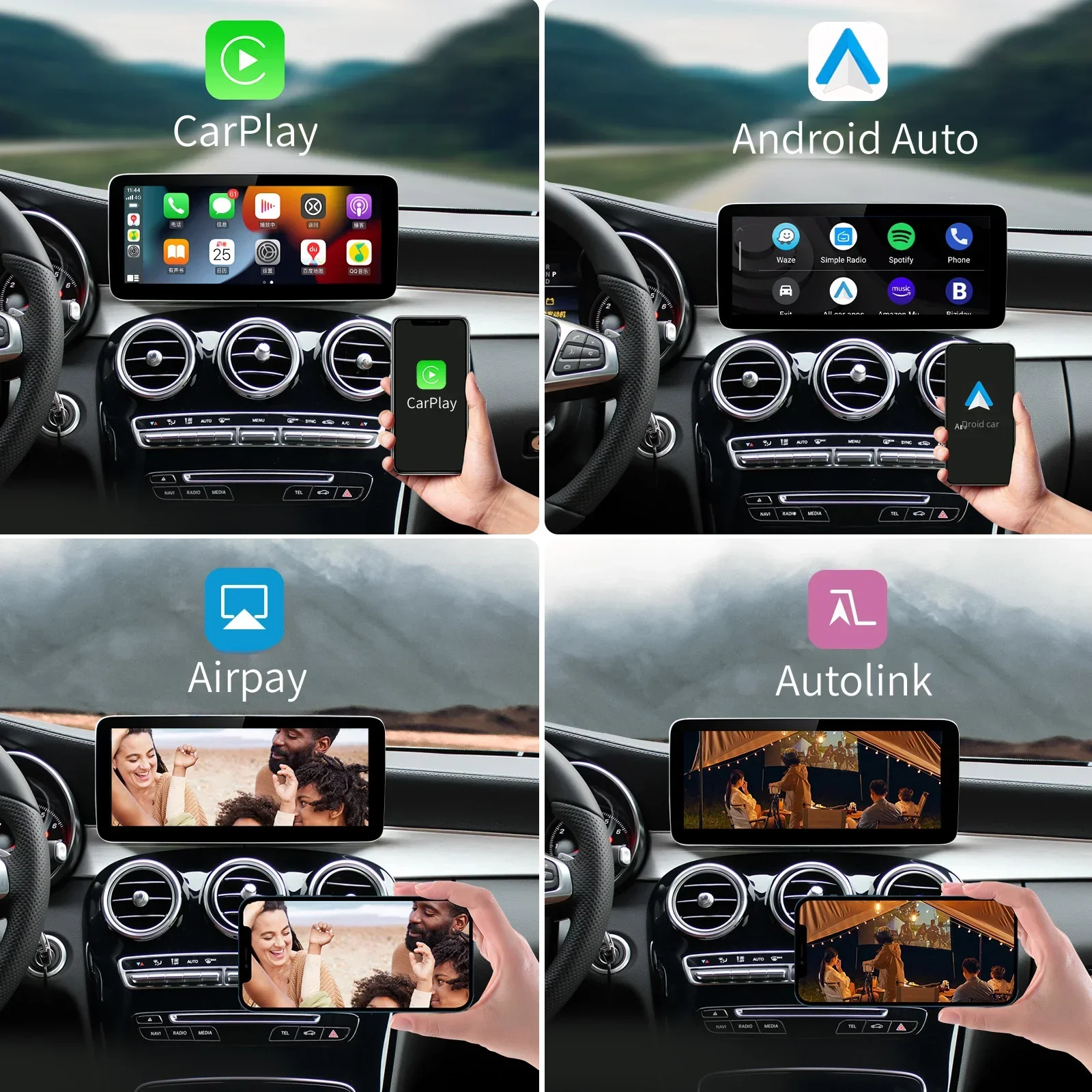 Wireless Carplay/Android Auto 12.3\'\' Touch screen Multimedia Radio Receiver for Mercedes Benz GLA CLA GLC GLK ML W205 W176 C117