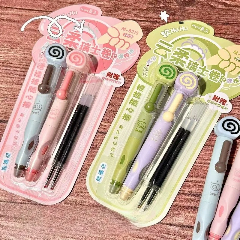 

Kawai Stationary Swiss Roll Free Wiping Gel Pen Small Fresh ST Blue Writing Smooth Fragrance Easy To Wipe Office Accessories