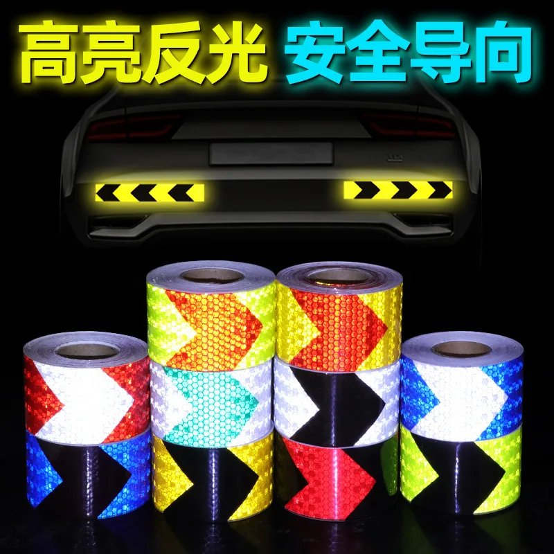 3M Reflective Material Adhesive Tape Fluorenscent Yellow Red Arrow Stickers Decal Motorbike Night Cycling Safety Reflector Tapes