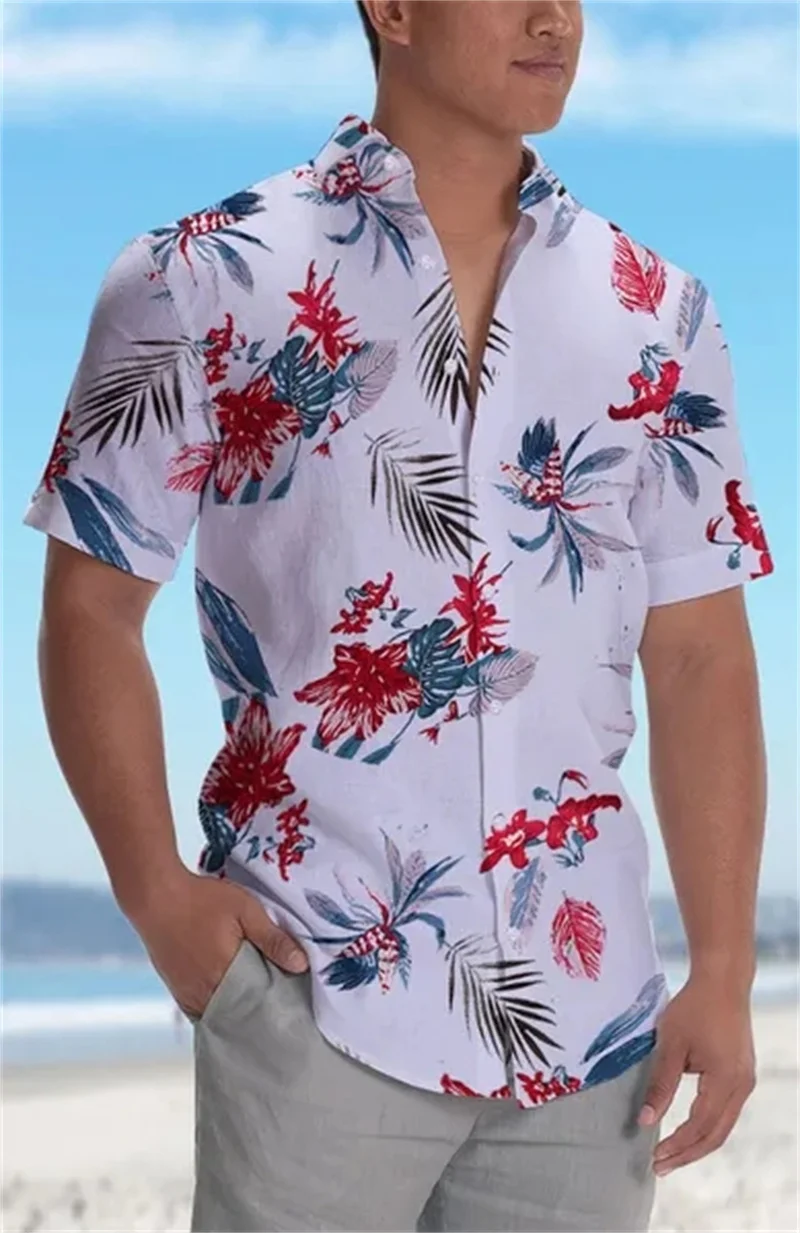 

Casual Hawaiian Men Shirt Floral Print Mens Summer Shirts Streetwear Loose Short Sleeve Shirt Mens Tops Luxury Vacation Shirts