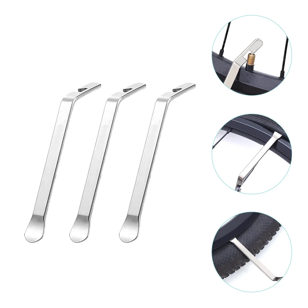 

3 Pcs Tire Stick Bike Repair Tools Portable Curved Hook Stainless Steel Tire Levers Quick Disassembly Maintenance