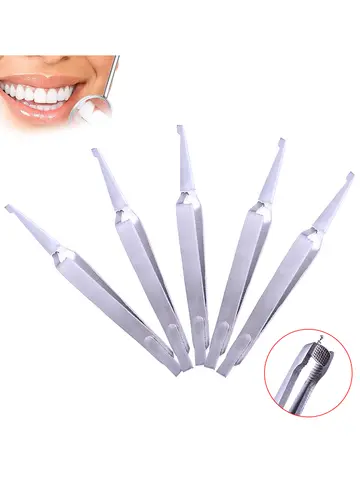5PCS/Lot Dentistry Bracket Tweezers Holder Serrated Dentist Instrument Stainless Steel Orthodontic Forcep Plier For Dental Tools