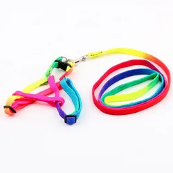 Pet Dog Harness Leash Set Dog Puppy Cat Walking Harness for Small Pets Colorful Rainbow Color Lead 1.0*110cm